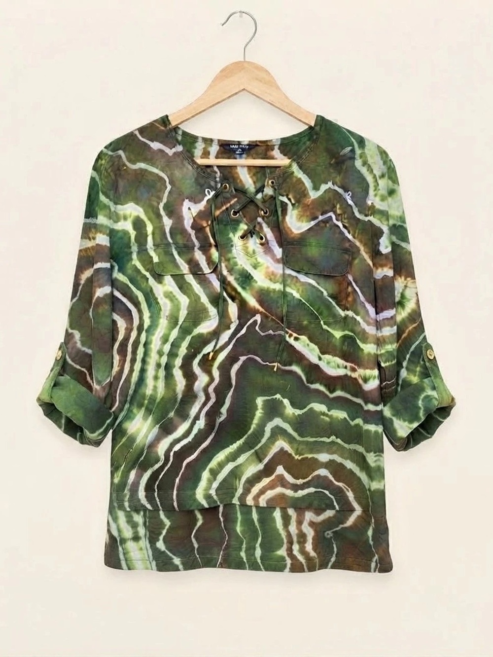 Ice Dyed Company by Ellen Tracy Peasant top 100% Linen
